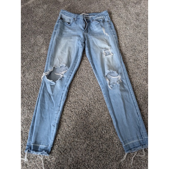 KanCan Denim - KanCan Light Wash Distressed Skinny‎ Jeans Raw Hem Size 28 W9